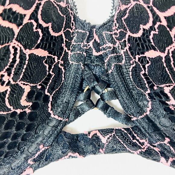 La Senza Bra Lot 2 Size 34DD Pink Black Padded Sheer Underwire Push Up Lace New - Picture 5 of 16
